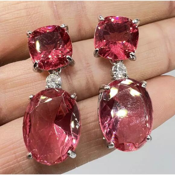 NEW Earrings Cranberry Red 1" Drop Dangle Pierced Stud Post Jewelry m - Picture 4 of 4